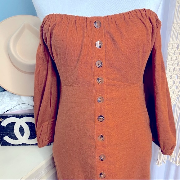NWT Spell & the Gypsy Rani Mini Dress Rust Linen S - Picture 8 of 14